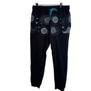 Cookies Black Paisley Jogger Pants Embroidered XL NWT